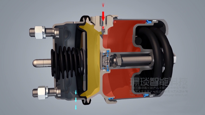 刹车鼓的工作原理和结构动画视频